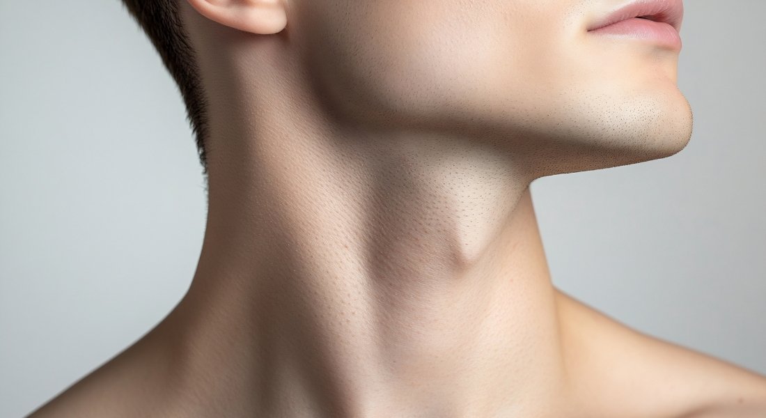 Cuello masculino y piel cuidada.